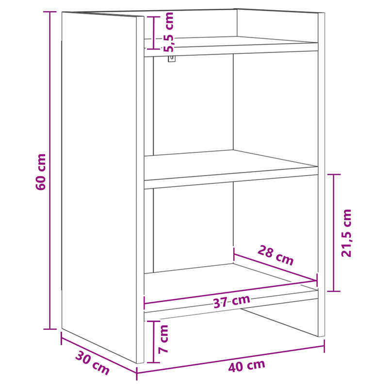 40cm W Composite Bedside Table, Black Oak