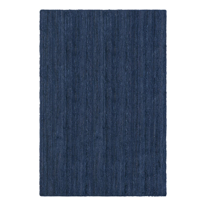 Tapis bleu marine tressé à la main Catriona, Rectangle 4 pi 1 po x 6 pi 1 po