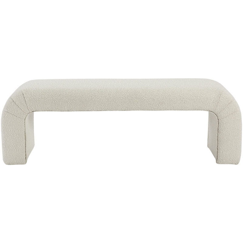 Niagara Upholstered Bench, Cream Boucle Fabric, 17.5" H x 52" W x 15.5" D