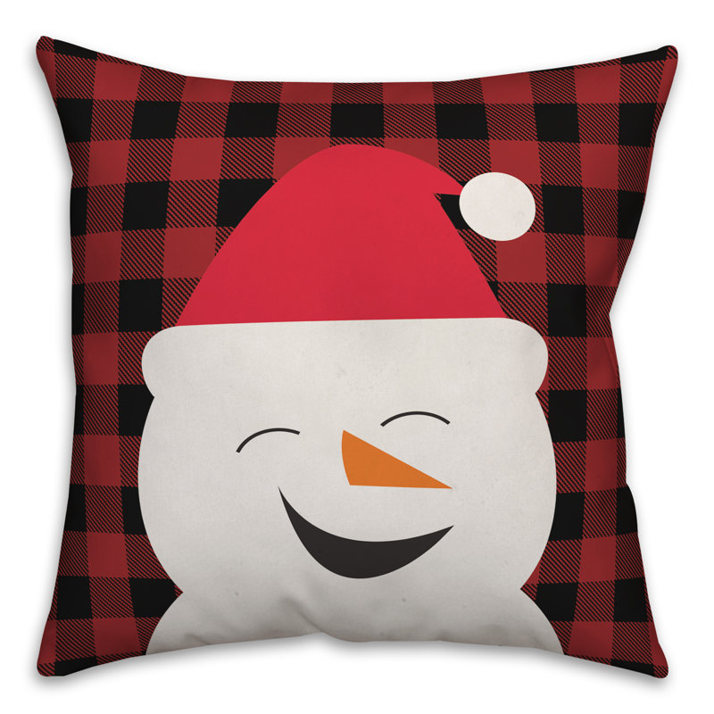 Coussin souriant bonhomme de neige , 16 po x 16 po, Housse de coussin seulement - sans coussin
