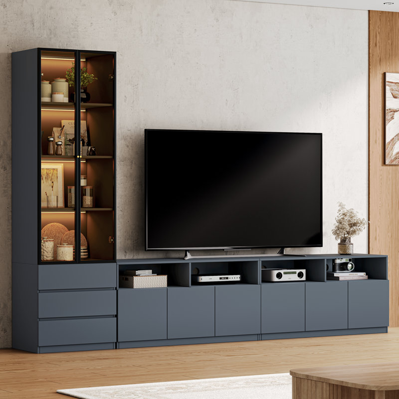 Meuble audio-vidéo Crafton, H 81,1 po x l 118,1 po x P 15,7 po, Gris