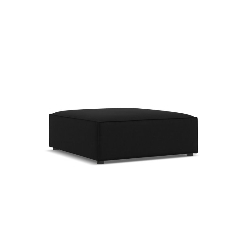 Chicago 102cm Wide Tufted Rectangle Solid Colour Pouffe Ottoman, Black