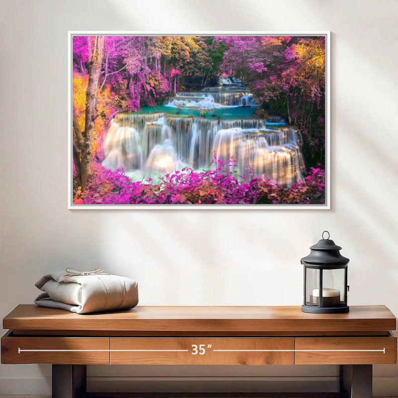 Chutes d'eau, 25 po x 17 po, Cadre flottant blanc