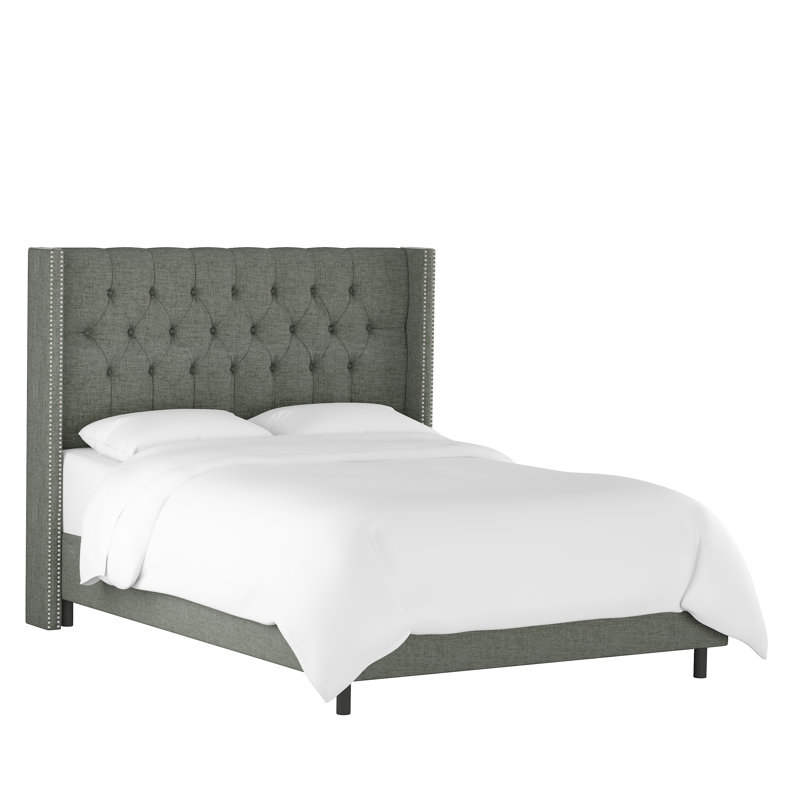 Casstown Upholstered Bed, California King, Zuma Charcoal Textured Linen