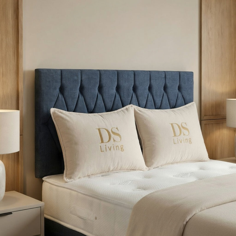 Diamond Divan Bed, Super King, Denim