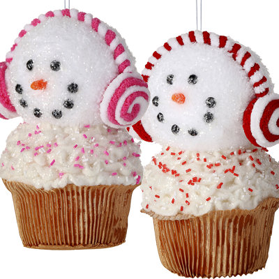 7" Sweets Snowman Cupcake With Earmuffs