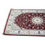 Tapis de couloir oriental en laine / soie rouge / crème / bleu clair noué à la main