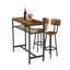Table de bar, équipée de 2 tabourets de bar, avec dossier et cloison (brun rustique)