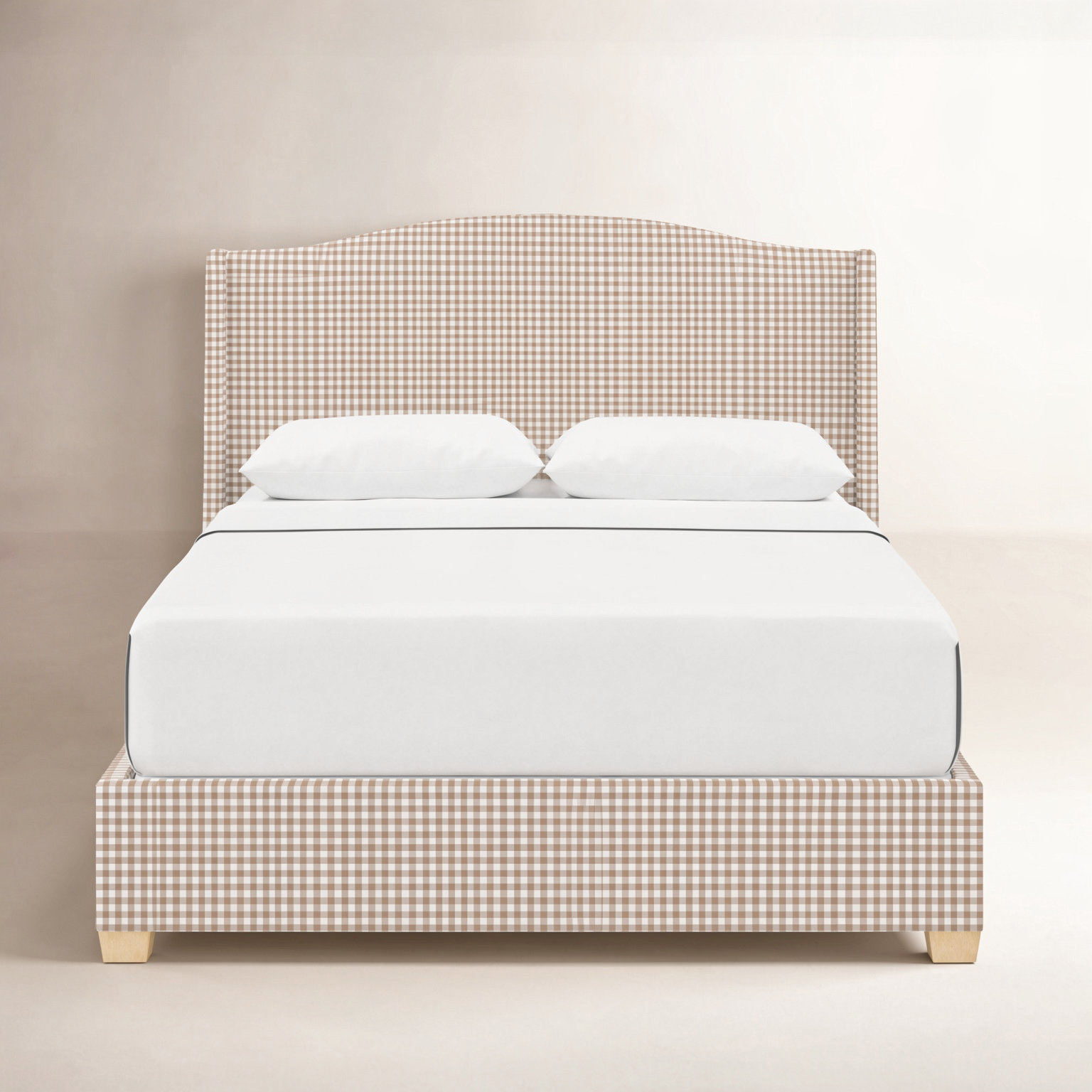 Allis Wingback Bed, King, Classic Gingham Tan
