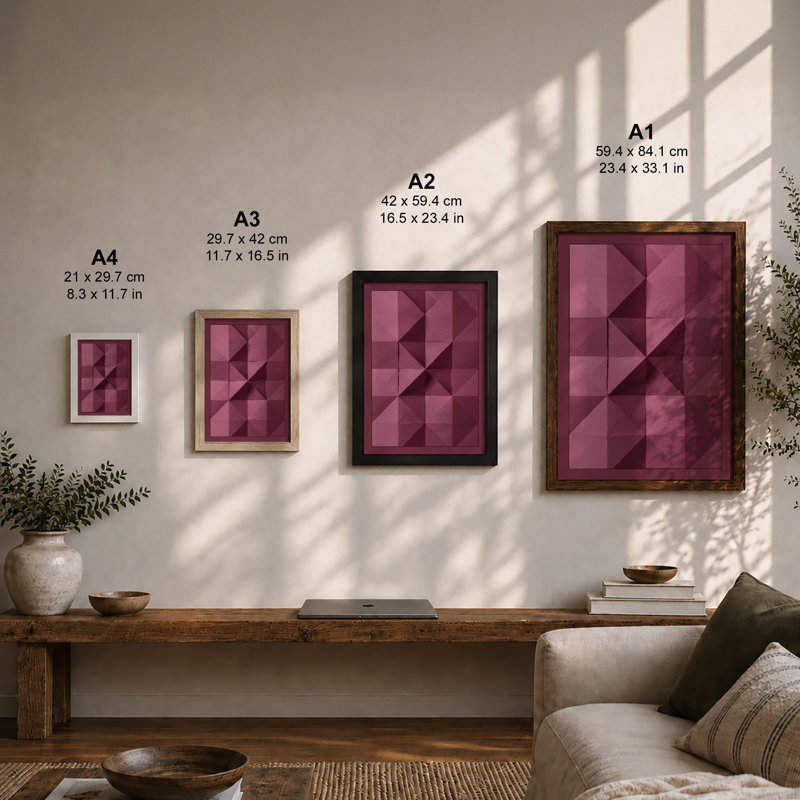 Mauve Grid Geometry Geometric - Print, Unframed, A1 - 84.1 x 59.4 cm
