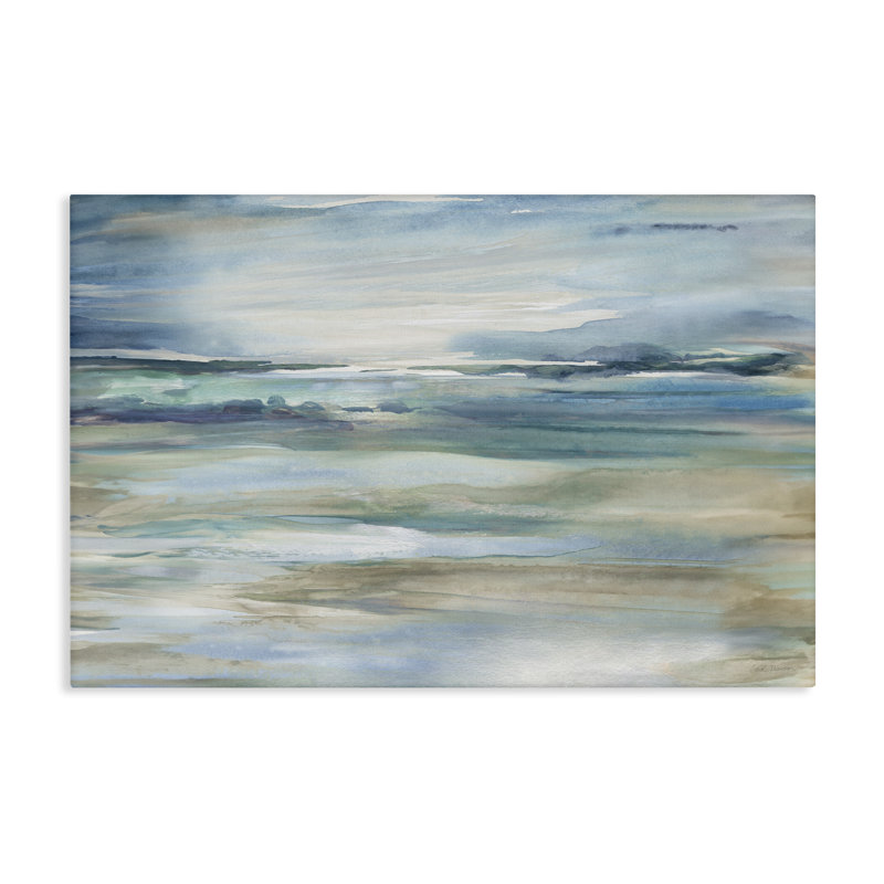 Toile dégradée avec vagues de l'océan, design par Carol Robinson, H 24 po x l 36 po