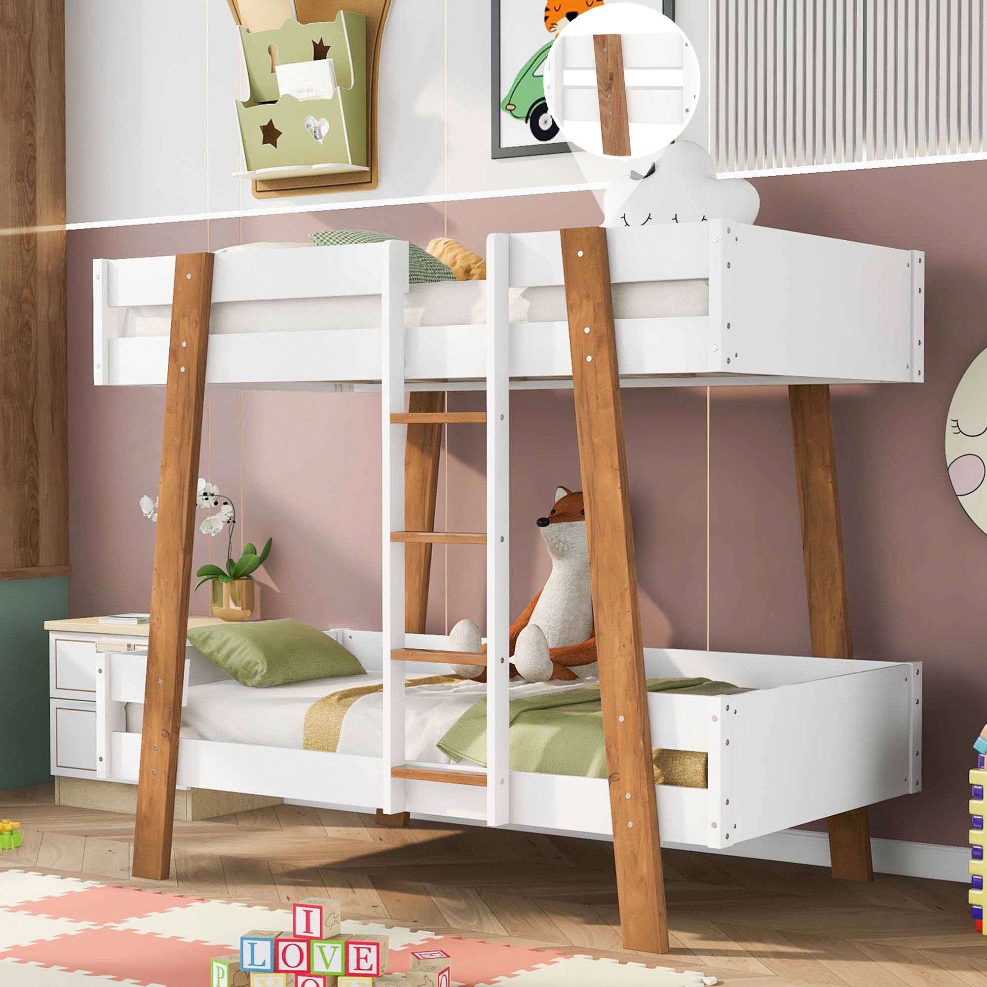 Hasbi Kids Twin Over Twin Bunk Bed