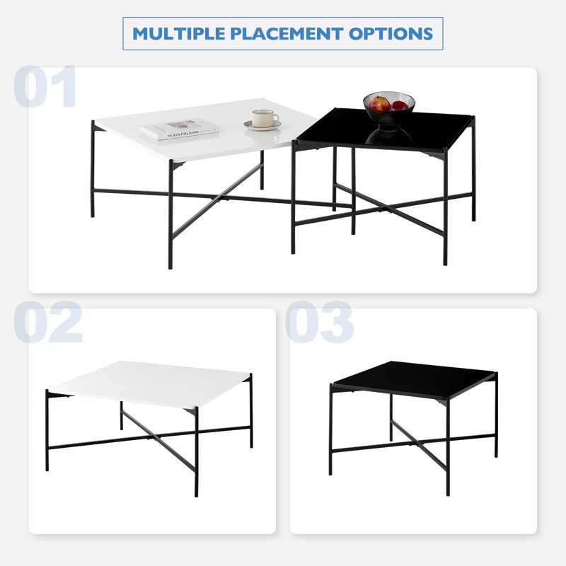 Coffee Table with Storage, White/Black