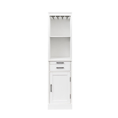 White Modular Wine Bar Cabinet with Hutch, Wooden Buffet Cabinet for Dining Room Storage & Home Bar