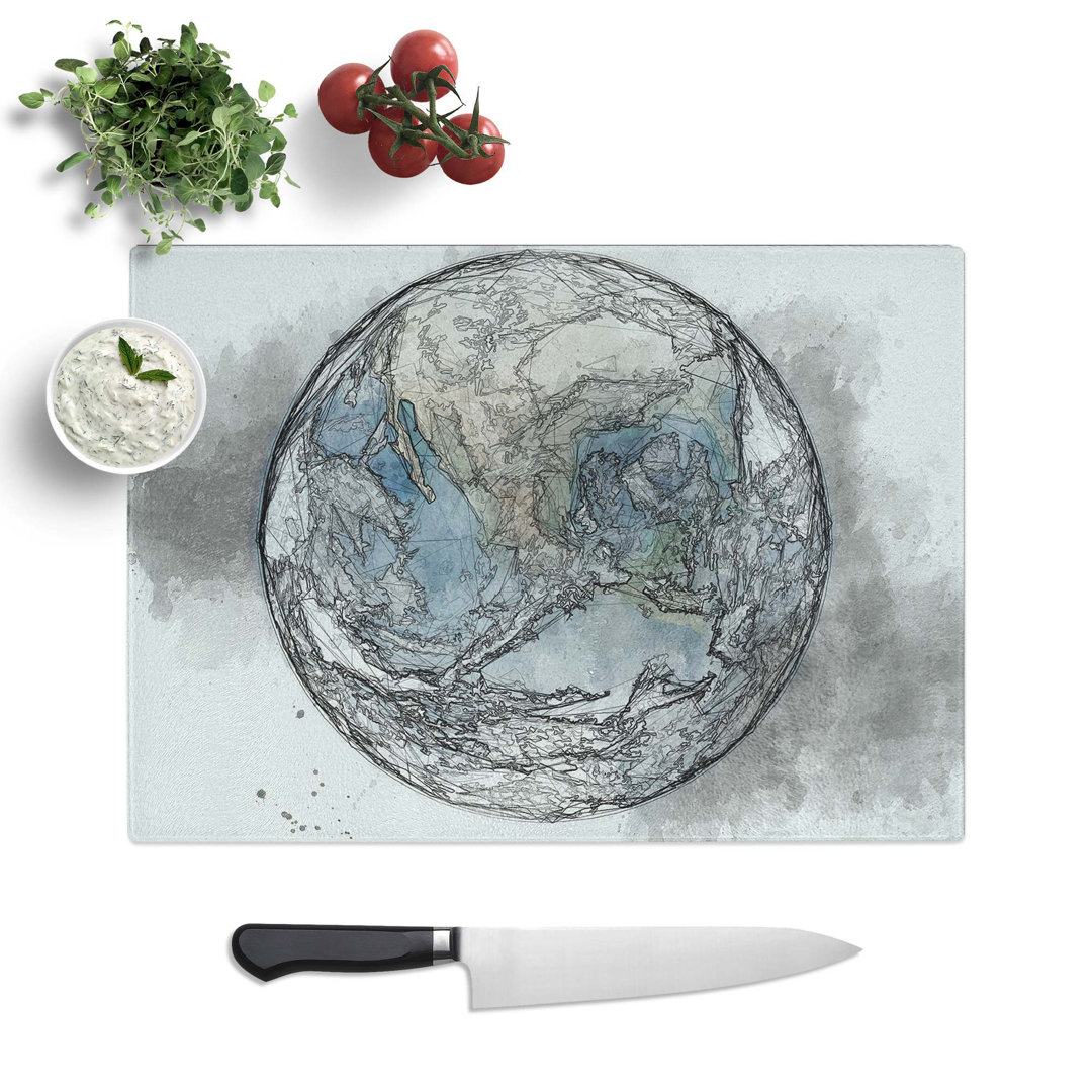 Tempered Glass View of the Earth in Abstract Chopping Board