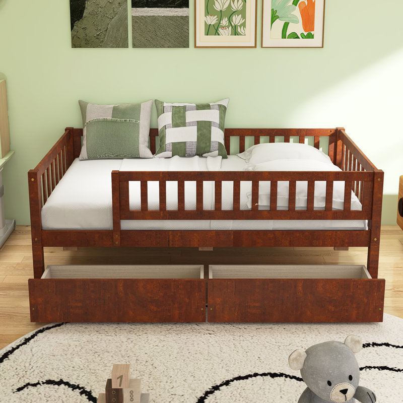 Daybed Wood Bed With Two Drawers, Twin, Brown