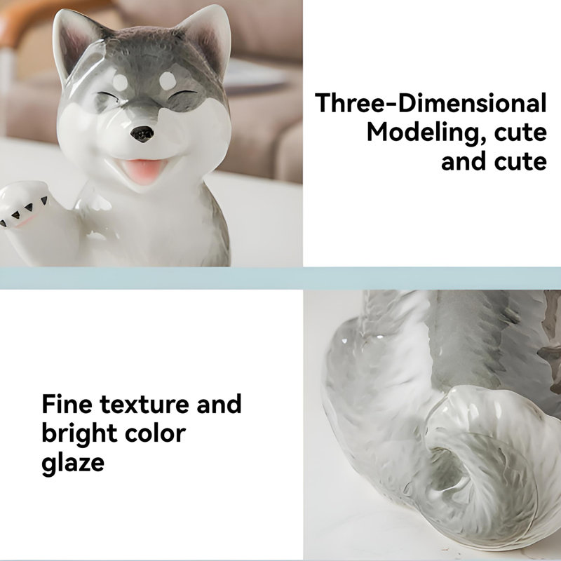 Bright And Soft Ceramic Huskies With Smooth, Exquisite And Beautiful Lines