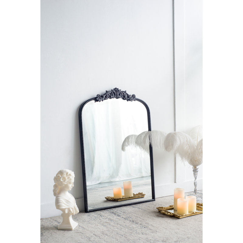 Miroir arqué, décoration murale d'inspiration baroque, 24 po x 36 po, Noir
