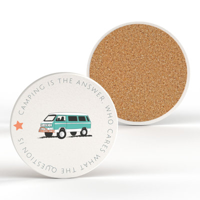 CAMPER CAMPING IS THE ANSWER 1 COASTER 100X100
