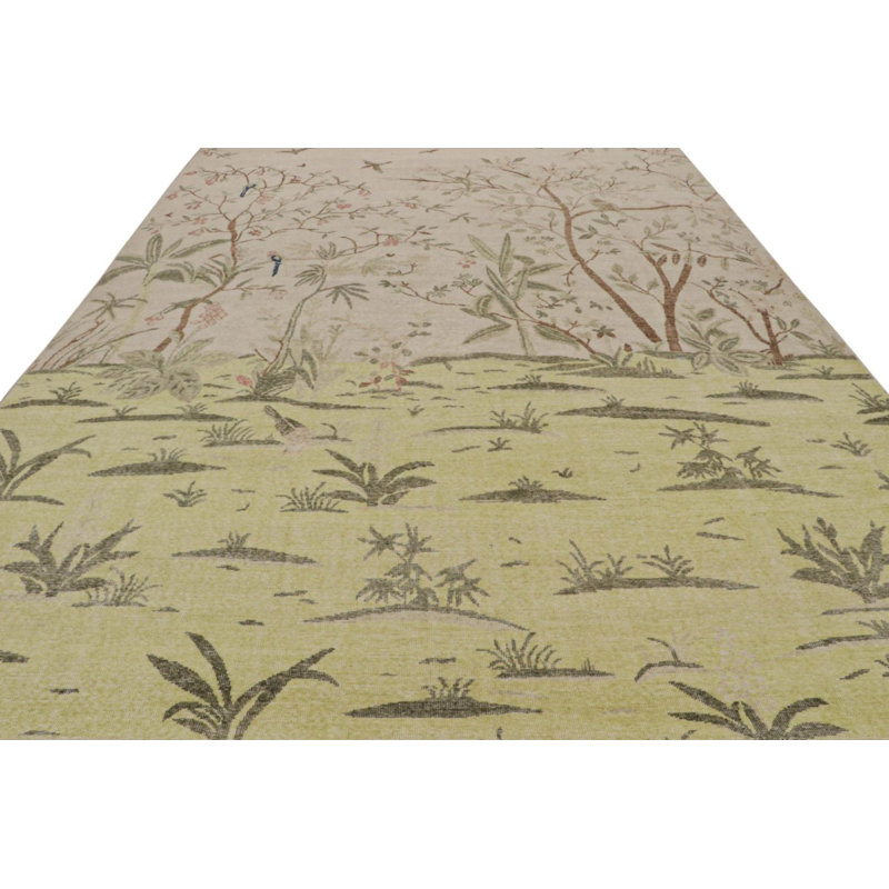 Distressed Homage Hand Knotted Wool Area Rug, Rectangle 9' x 12'