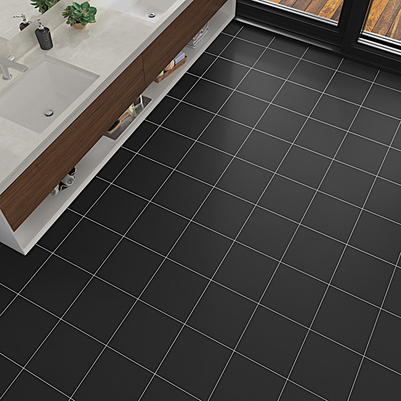 True Story Polished 12'' W x 12'' L Porcelain Throughbody Singular Tile, Black