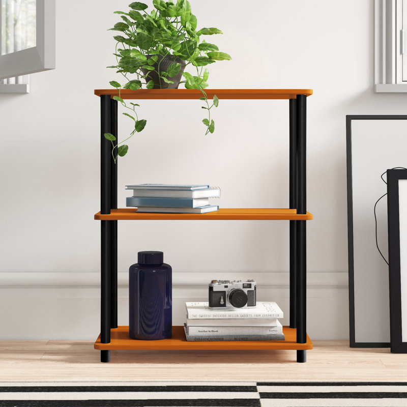 Decorius Etagere Bookcase, Light Cherry/Black, (3 Shelves) 29.5" H x 23.6" W x 11.4" D