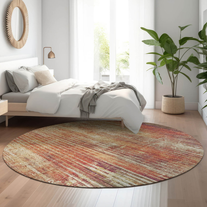 Tapis paprika Cerrito AMF582 lavable à la machine de qualité supérieure, Rond 8 pi