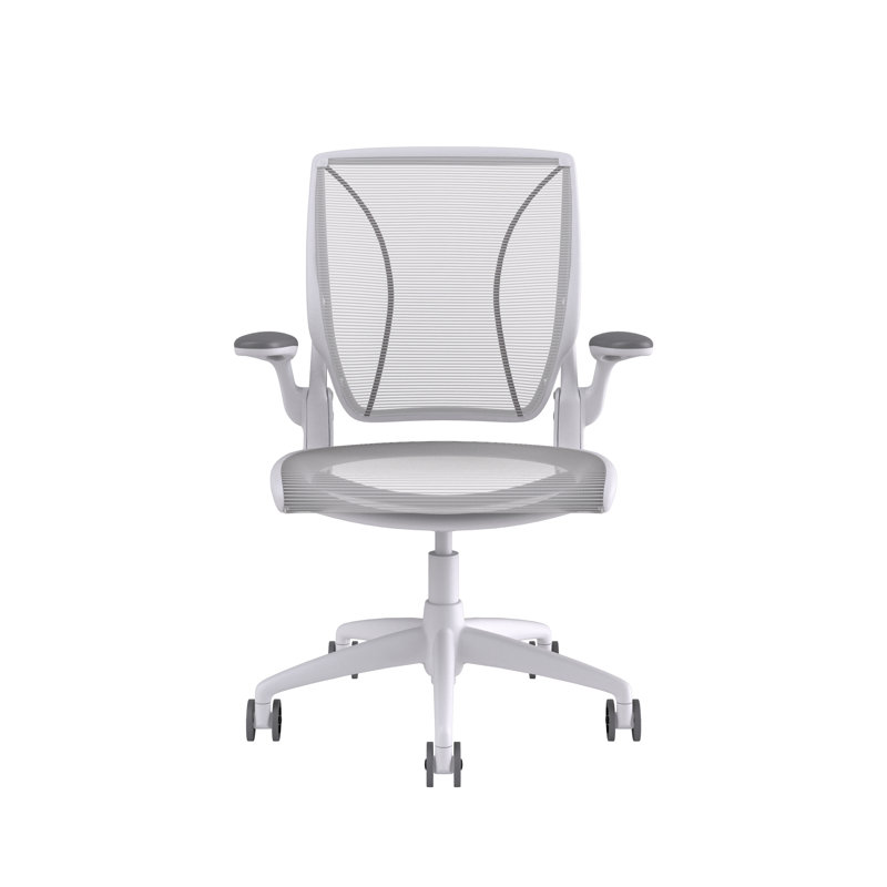 World Mesh Task Chair, Fixed, White, White