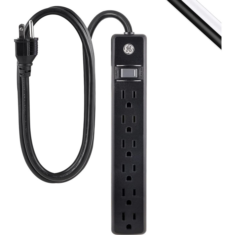GE 6-ft 6-Outlet Power Strip, Black