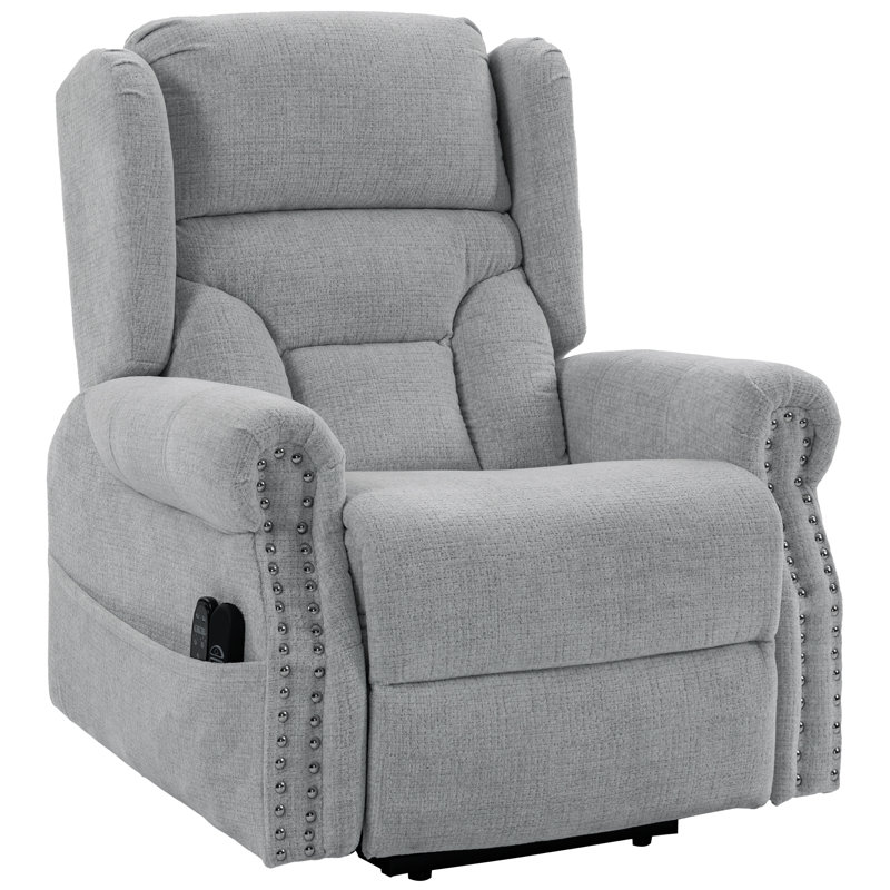 Fauteuil inclinable électrique Power Lift avec massage et tissu d'ameublement en chenille, Gris