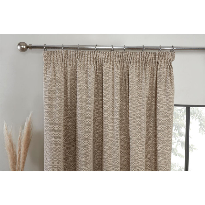 Wilks Semi Sheer Curtain Pair, Linen, 168 W x 183 D cm