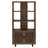 Rodger Walnut 3-Shelf Cabinet Bookcase