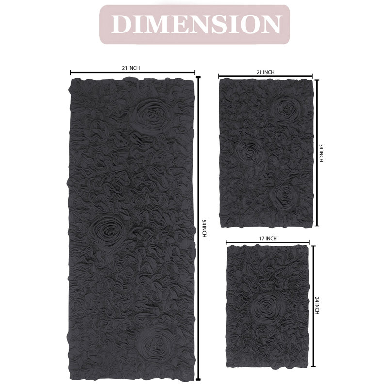 Pothier Bath Rug (Set of 3), Gray