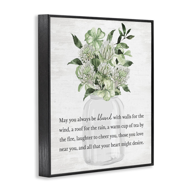 «Spring Floral Blessing», art de la giclée encadrée par lettré et doublé, Giclée encadrée noir minuit, H 14 po x l 11 po