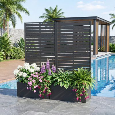 Outdoor Metal Planter Box Raised Garden Beds with Trellis without Wheels