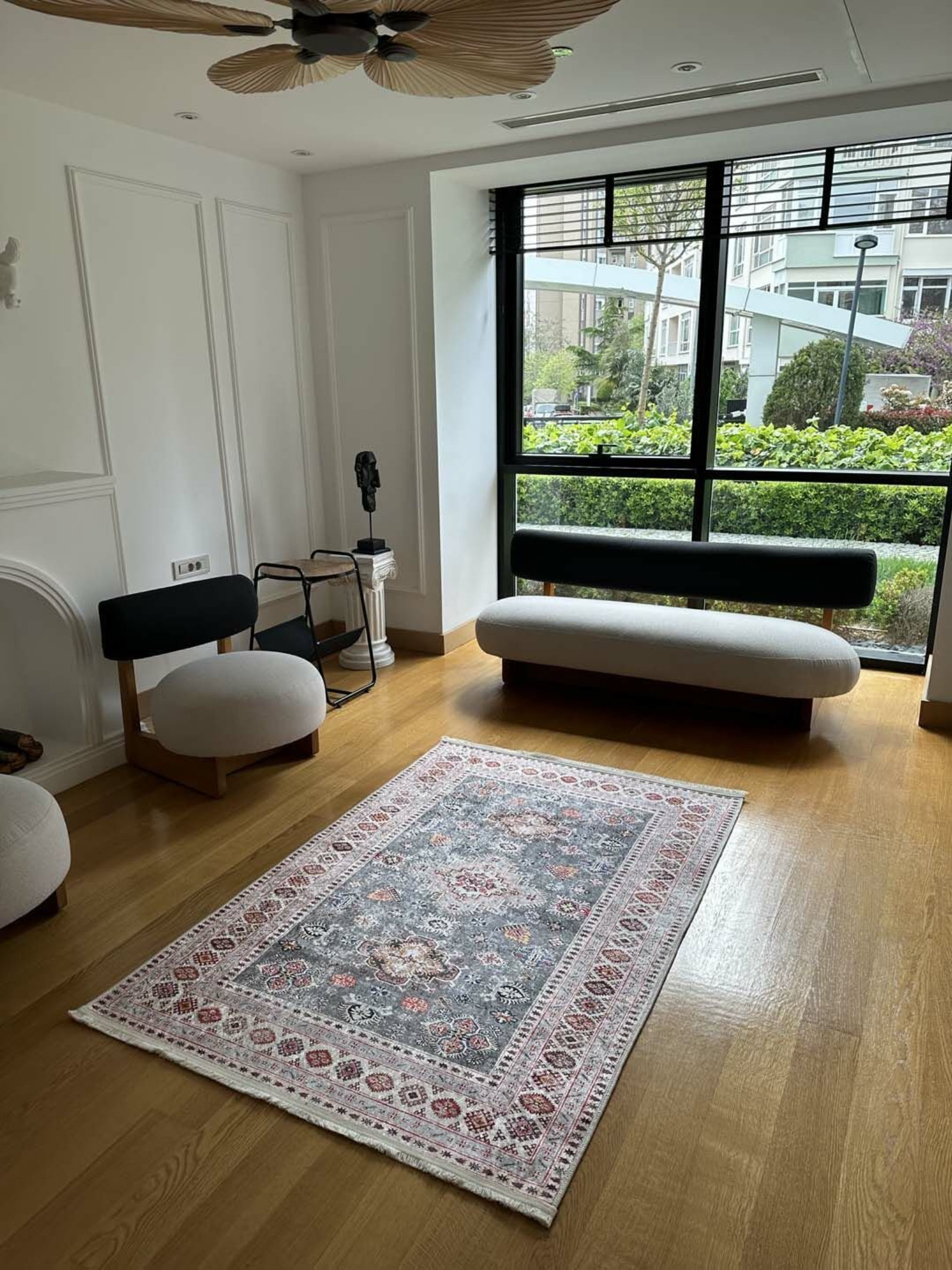 Rugpera Toscana Gray Moroccan Digital Print Cotton; Chenille Non-Slip ...