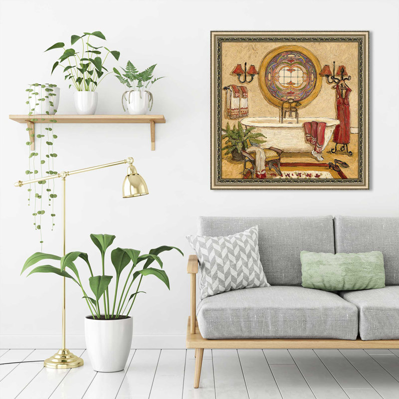 «Art Deco Bath I (Square)» par Charlene Olson, reproduction, Encadrement champagne, H 37 po x l 37 po x P 1 po