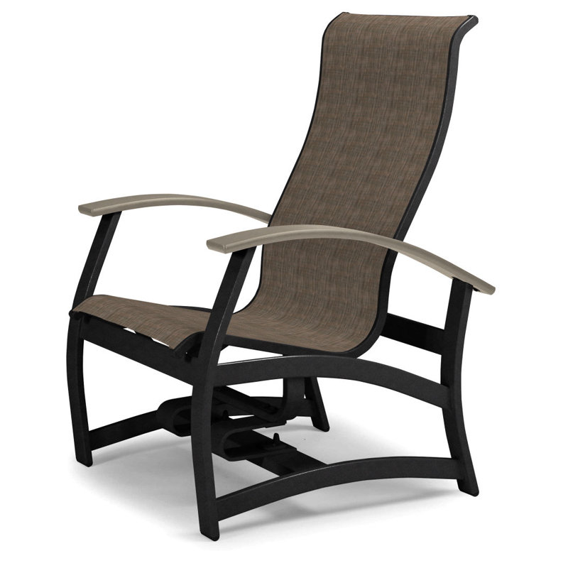 Askar Swivel Powder Coated Aluminum Outdoor Lounge Chair, Brown Sunbrella® Tweed, Textured Black, Desert P60