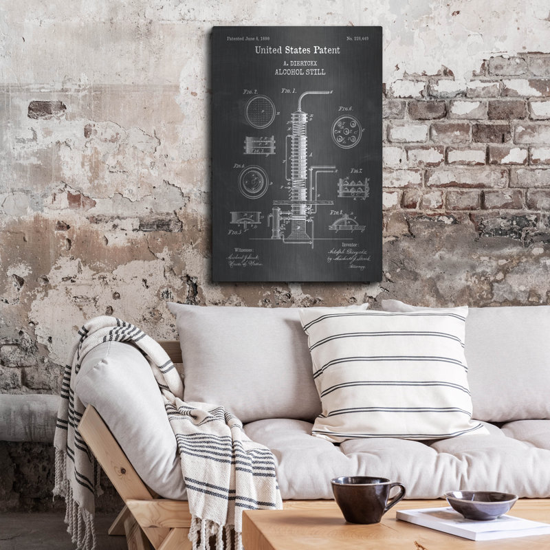 «Al alcool Still Blueprint Vernis Tableau», par Patents, H 36 po x l 24 po