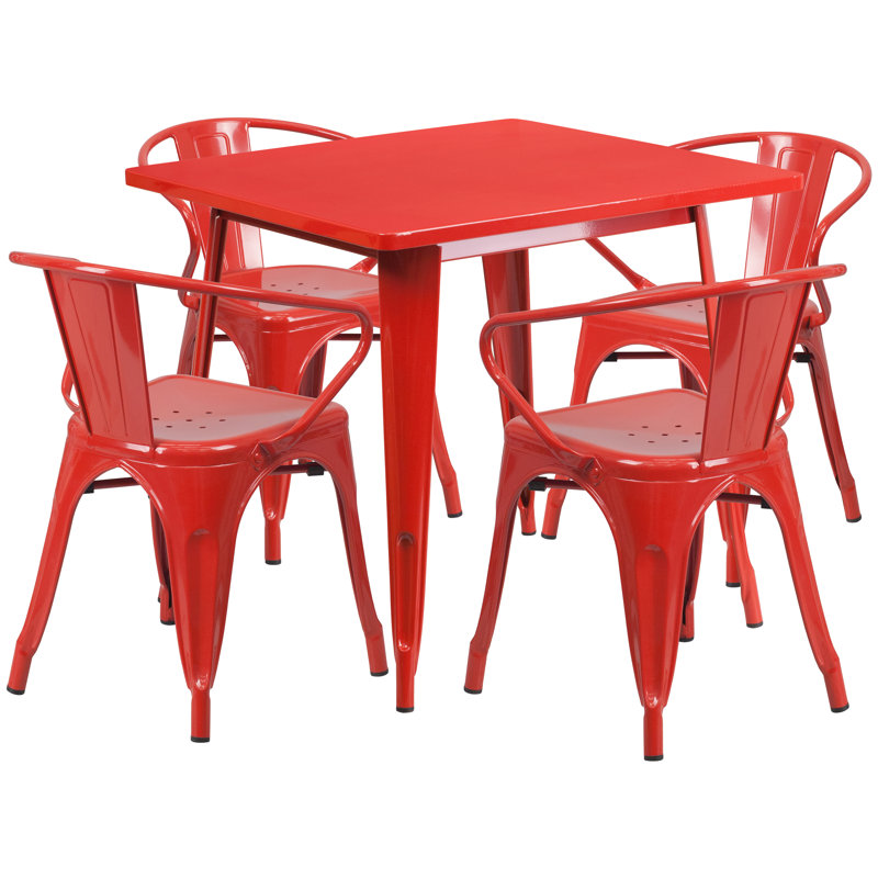 Ensemble de table carrée intérieur / extérieur 31,5 po Feodora, Rouge