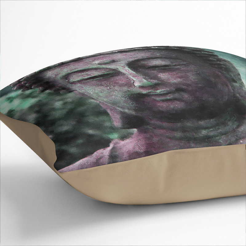 Buddha Statue Vol.1 Painting Square Throw Cushion, 40cm H x 40cm W x 15cm D, Stone