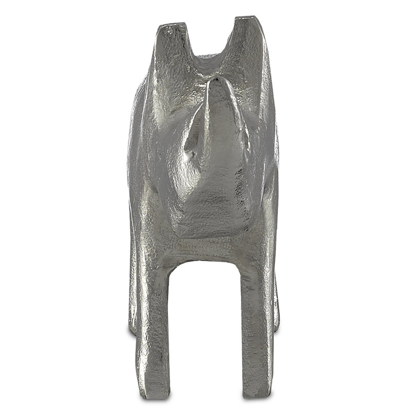 Kano Rhino Figurine, 7.75" H x 3" W x 11" D, Silver