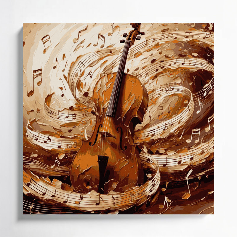 «Music Cello Brown», art mural sur toile, H 32 po x l 32 po