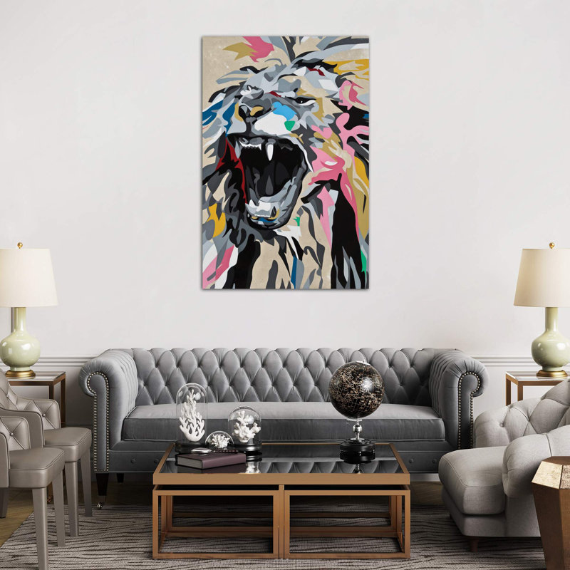 Roaring Lion 1 Piece Painting on Canvas, 101.6 cm H x 66.04 cm W x 1.91 cm D, No Frame