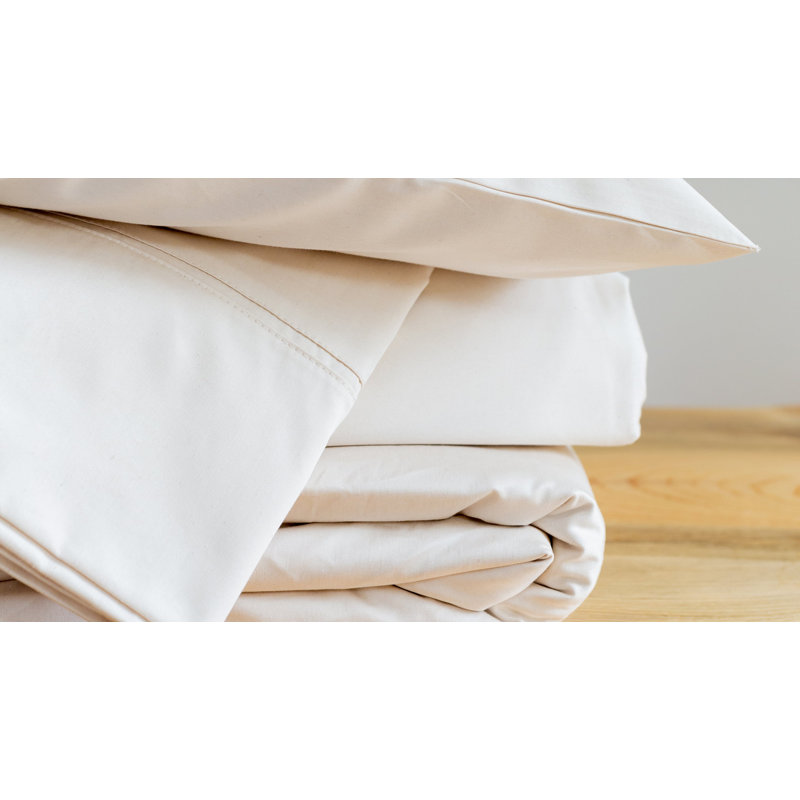 Draps en coton biologique, Ensemble de draps Eastern King avec 3 taies d'orei, Blanc