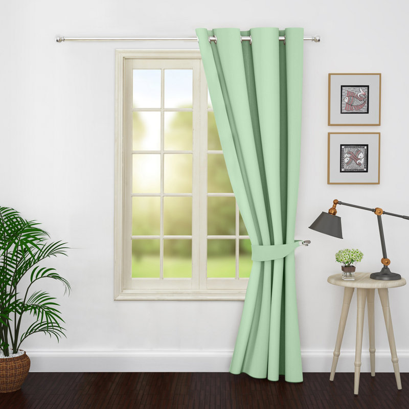 Single Curtain Solid Room Darkening Thermal Grommet, 46" W x 95" L, Light Green