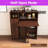 Folding Dining Table And Storage Sideboard With Charging Station, Multifunctional Space-Saving Kitchen Table With Wheels-2067927733