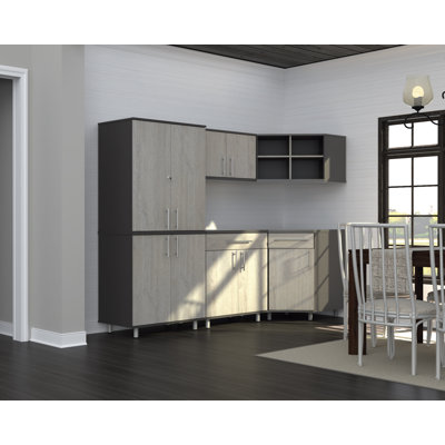 Inval Kratos 70"H x 94.5"W 5-Piece Corner Kitchen Cabinet Set Ready to Assemble