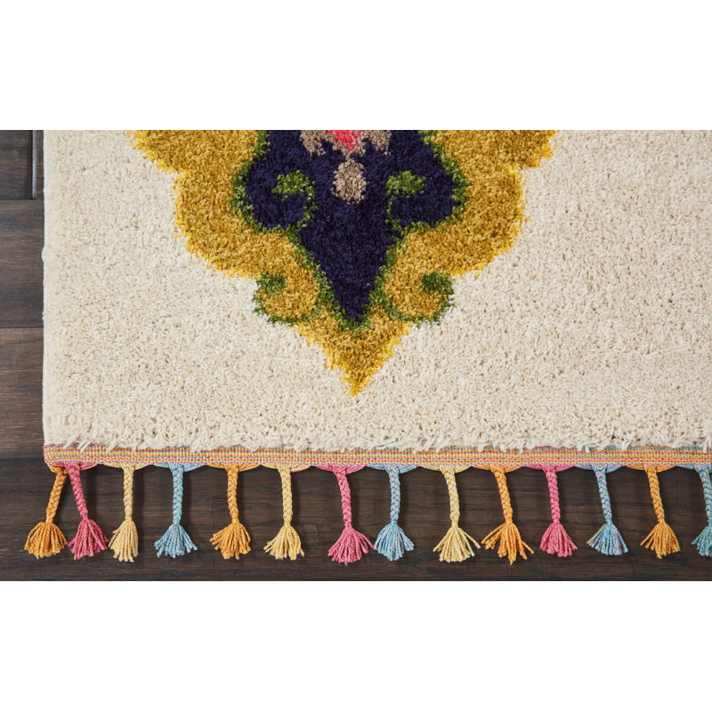 Tapis ivoire Lucina Tribal Bohemian, Rectangle 7 pi 10 po x 10 pi 6 po