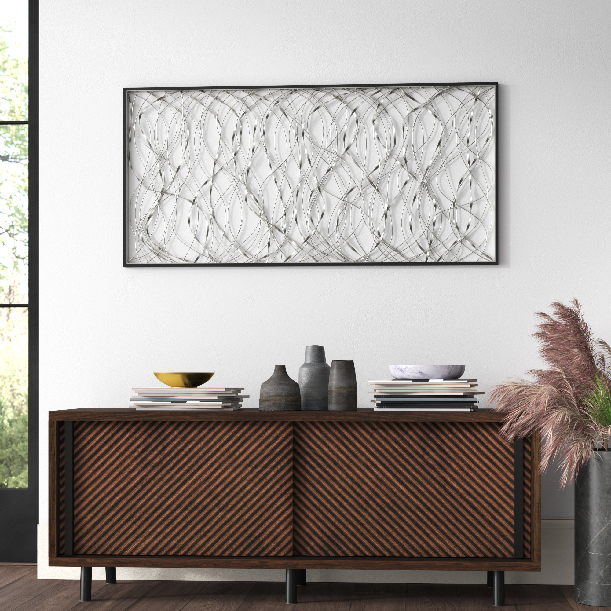 Mercury Row® Silver Metal Infinity Abstract Rectangular Wall Decor ...